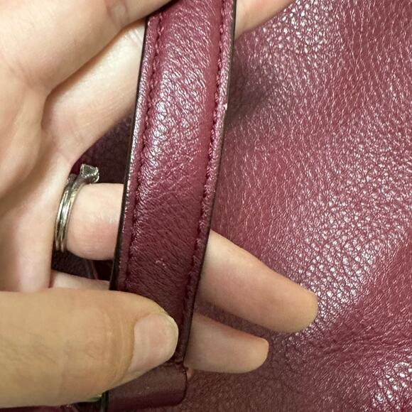 Michael Kors Burgundy Oxblood Leather Hobo Shoulder Bag - Soft & Stylish - Picture 9 of 13